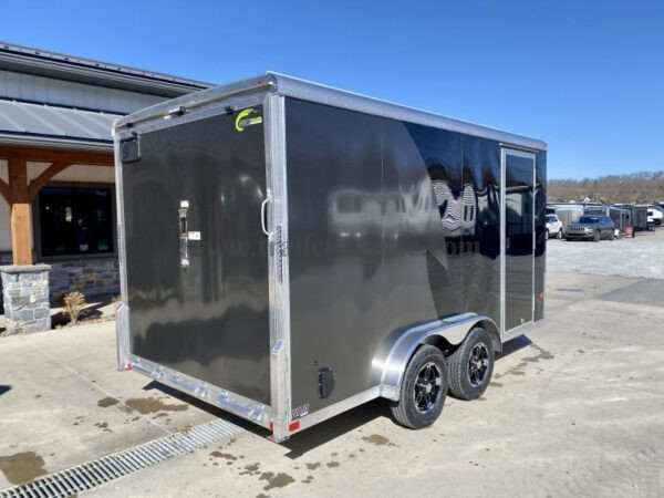 2023 NEO Trailers 7.5x14' NAMR Aluminum Enclosed Motorcycle Trailer – Black & Charcoal, UTV Package, Torsion Suspension, and More - Image 4