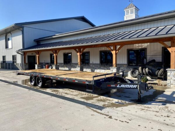 2024 Lamar 102x24' Flatbed Deckover Trailer 14000# GVW * 8' SLIDE IN RAMPS * CHARCOAL * TOOL TRAY * HD CAST COUPLER * I-BEAM FRAME * 16" O.C. C/M * RUBRAIL/STAKE POCKETS/PIPE SPOOLS * CHANNEL SIDE RAIL * 12K JACK - Image 2