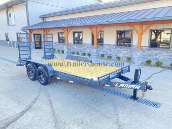 2024 Lamar 7x18' Equipment Trailer 14000# GVW * DELUXE OVERWIDTH RAMPS W/ HEAVY MESH * CHARCOAL POWDERCOAT * RUBRAIL/STAKE POCKETS/PIPE SPOOLS/D-RINGS * REM FENDERS * 12K JACK * CAST COUPLER * SPRING ASSIST * COLD WEATHER HARNESS - Image 5